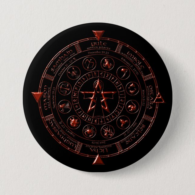 Ebony Ruby Celtic Zodiac Button (Vorderseite)