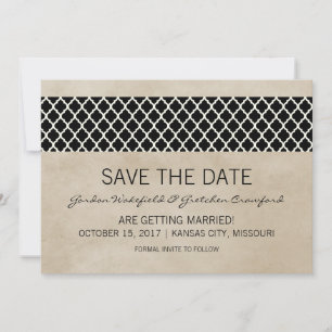 Ebony Rustic Quatrefolie Save the Date einladen Einladung