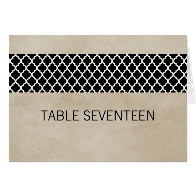 Ebony Rustic Quatrefolie Tischnummer Card (Vorderseite (Horizontal))