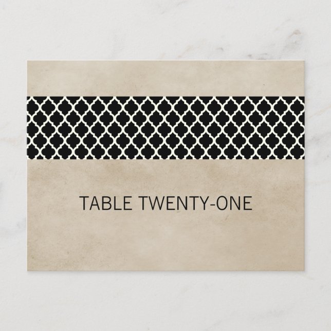 Ebony Rustic Quatrefolie Tischnummer Postkarte (Vorderseite)