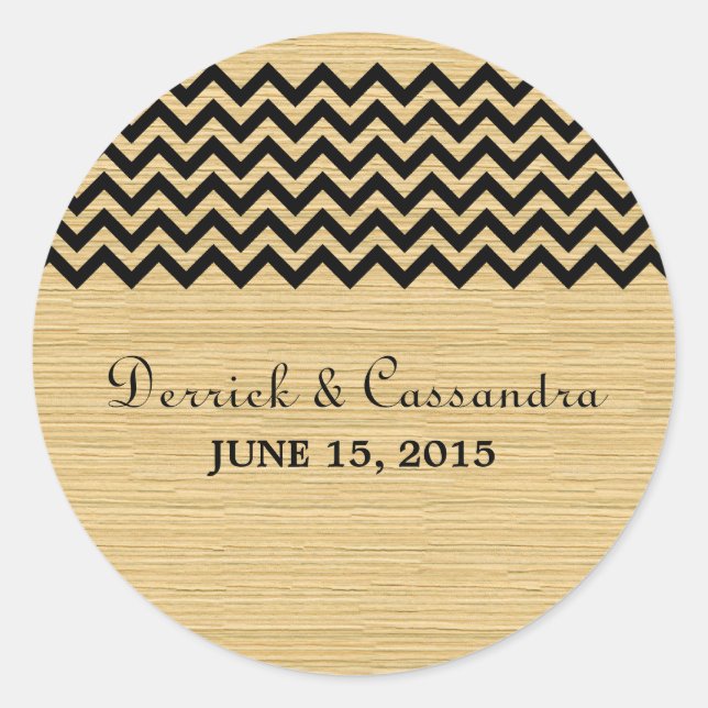 Ebony Rustic Zickzack Wedding Stickers (Vorderseite)