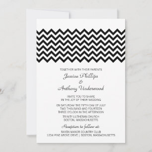 Ebony Simple Chevron Wedding Invitation