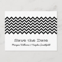 Ebony Simple Zickzack Save the Date Postkarte