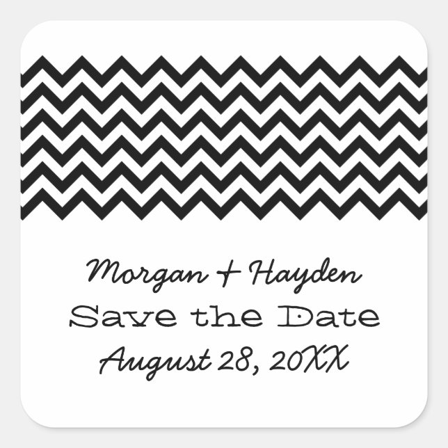 Ebony Simple Zickzack Save the Date Stickers (Vorderseite)