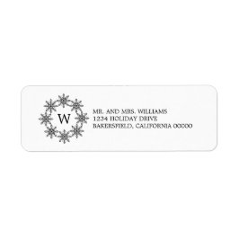Ebony Snowflake Wreath Holiday Address Labels
