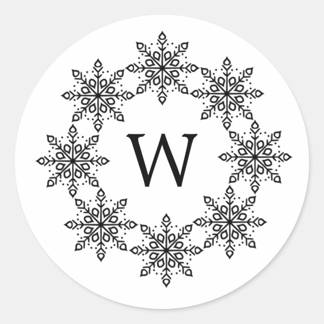 Ebony Snowflake Wreath Holiday Stickers (Vorderseite)