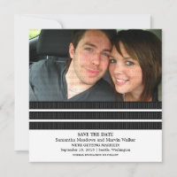 Ebony Triple Stripe Foto Save the Date einladen