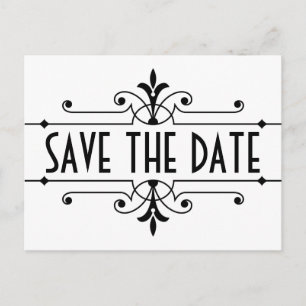 Ebony v2 Extravagant Ornamental Save the Date Post Ankündigungspostkarte
