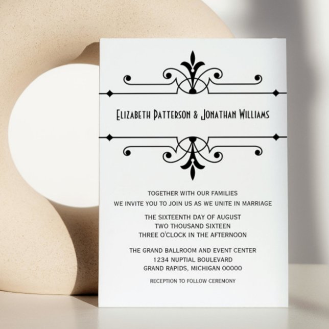 Ebony v2 Fancy Ornamental Wedding Invitation (Ebony v2 Fancy Ornamental Wedding Invite)