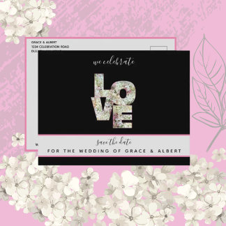 Ebony Vanilla Strawberry Hydrangeas Save the Date Postkarte