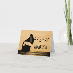 Ebony Vintag Gramophone Danke-Karte Dankeskarte
