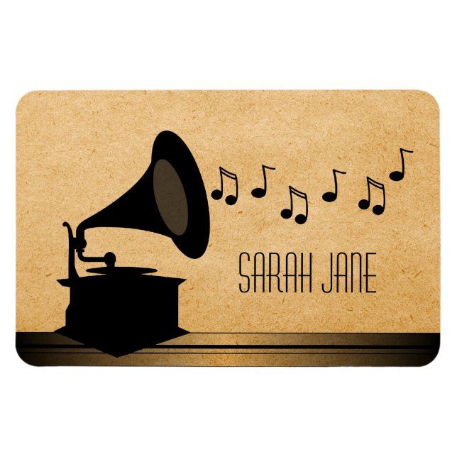 Ebony Vintag Gramophone Premium Magnet (Horizontal)