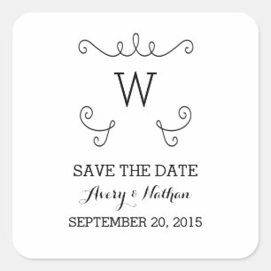 Ebony Whimsical Blühte Save the Date Stickers