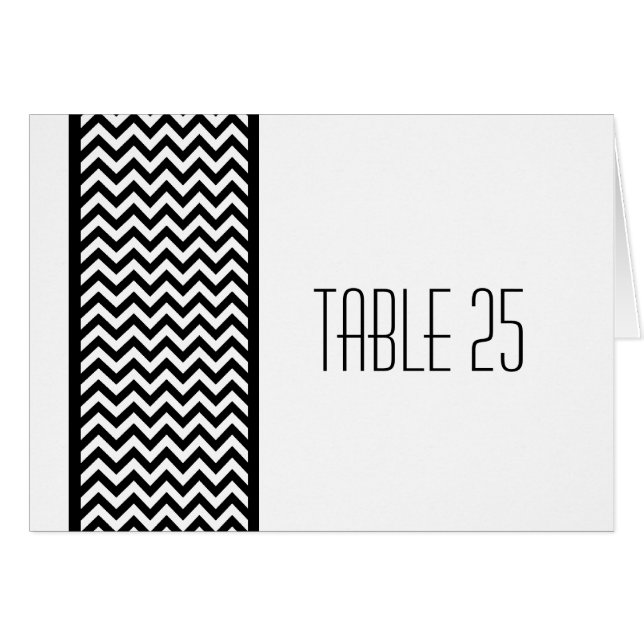 Ebony Zickzack Border Tischnummer Card (Vorderseite (Horizontal))
