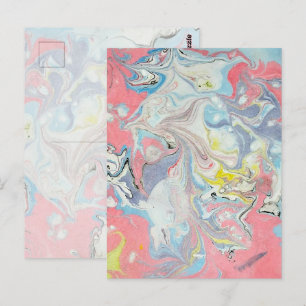 Ebru Art Pastel Abstrakt — Signature Matt Postkarte