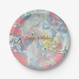 ​Ebru Pastel Abstract — Whimsical Paper Plates Pappteller