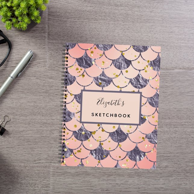 Écaille de sirène rose violet dans un cahier de cr (Créateur téléchargé)