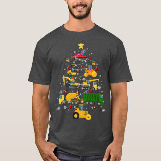 Ecavator Bau Weihnachtsbaum Lichter froh T-Shirt