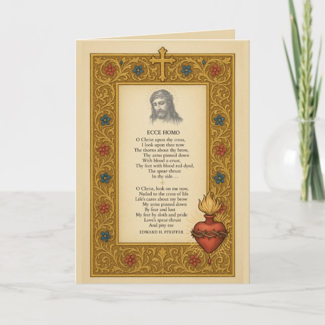 Ecce Homo Faltgedicht Heilige Karte Heiliges Herz (Vorderseite)