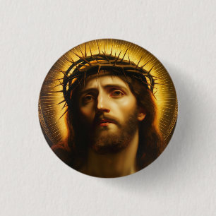 Ecce Homo   Jesus Christus mit Dornenkrone Button