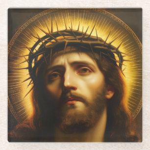 Ecce Homo Jesus Christus mit Dornenkrone Glasuntersetzer