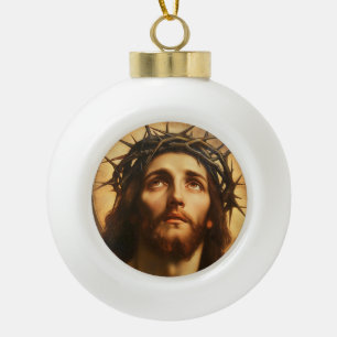 Ecce Homo   Jesus Christus mit Dornenkrone Keramik Kugel-Ornament