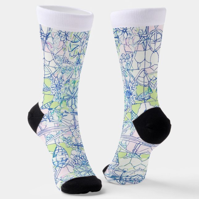 "Eccentric Elegance: Abstrakte Formen Socks" Socken (Gewinkelt)