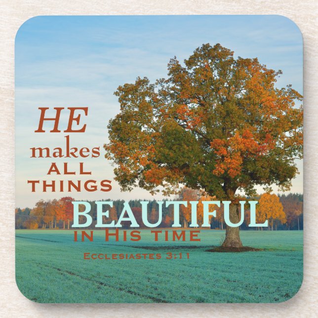 Ecclesiastes 3:11 Alle Dinge schöne Untersetzer (Vorderseite)