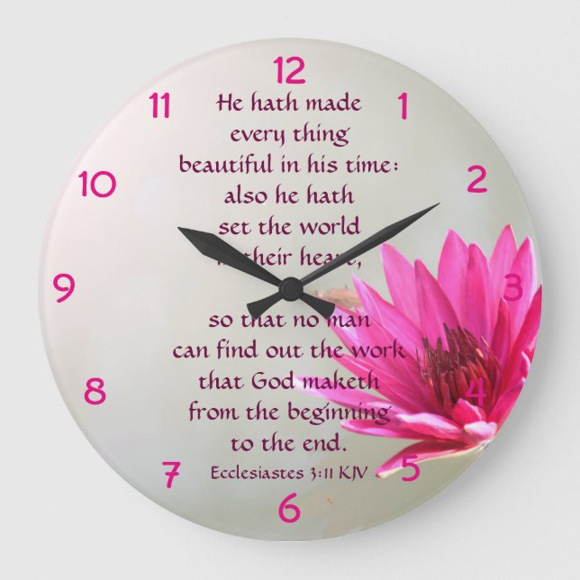 Ecclesiastes 3:11 Alles schön in seiner Zeit Große Wanduhr (Vorderseite)