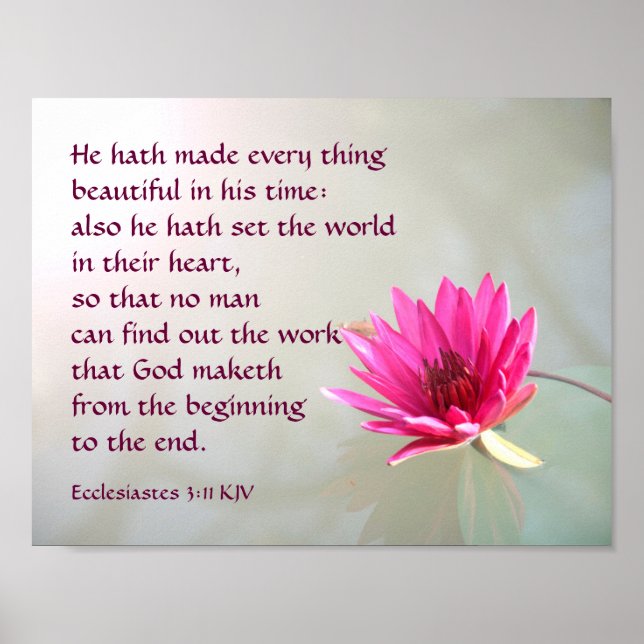Ecclesiastes 3:11 Alles schön in seiner Zeit Poster (Vorne)