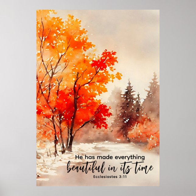 Ecclesiastes 3:11 Bibelverse Fall Wasserfarbe Poster (Vorne)