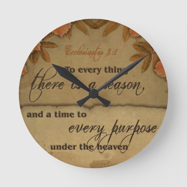 Ecclesiastes 3:1 Kunstgeschenke der Schrift Runde Wanduhr (Vorderseite)