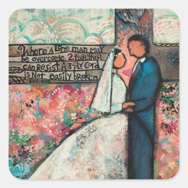 Ecclesiastes 4:12 Autocollants de mariage chrétien (Devant)