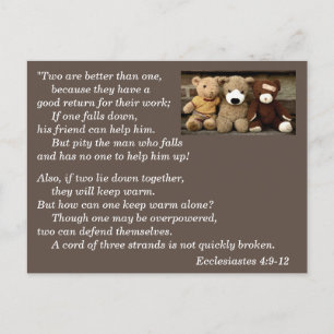 Ecclesiastes 4:9-12 Bibelvers Merkpostkarte Postkarte