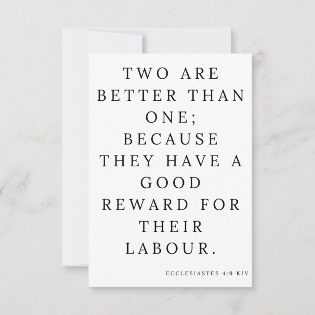 Ecclesiastes 4:9 KJV Bibelschrift Gruß Karte (Vorderseite)