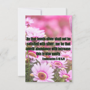 Ecclesiastes 5:10 Bibelverse Pic Flachgrüße Karte