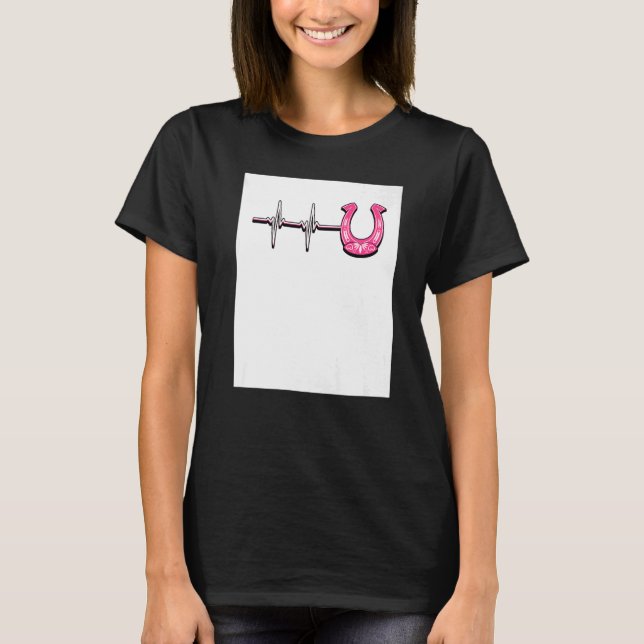 Ecg Heartbeat Graphic Horse Lover Equestrian Rider T-Shirt (Vorderseite)