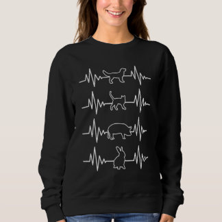 ECG Herzschlag Haustiere Sitze Tierstich Sweatshirt
