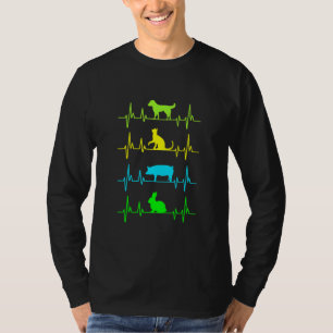 ECG Herzschlag Haustiere Sitze Tierstich T-Shirt