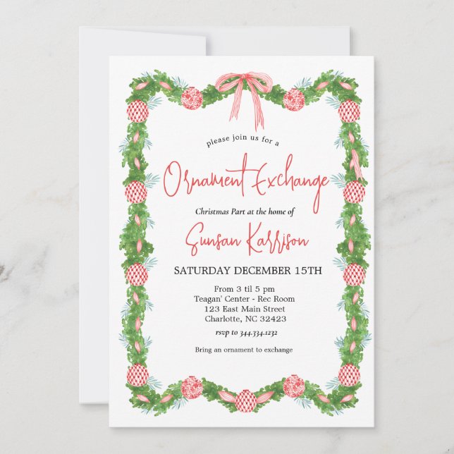 Échange d'ornement invitation à la fête de Noël (Devant)