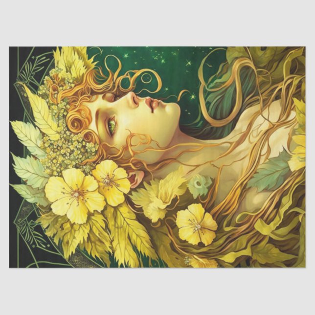 Echanted Blume Forest Fairy Fantasy Decoupage Seidenpapier (Vorderseite)