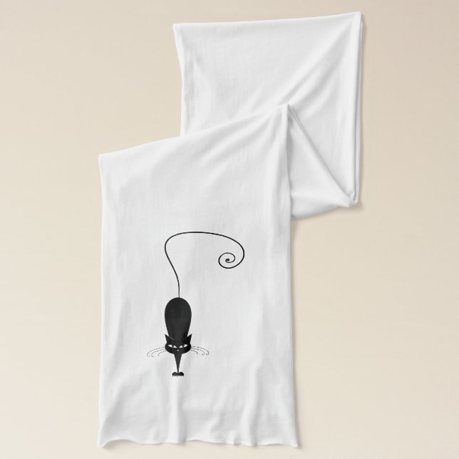 Écharpe Chat noir et empreintes de pattes modernes (Gauche)