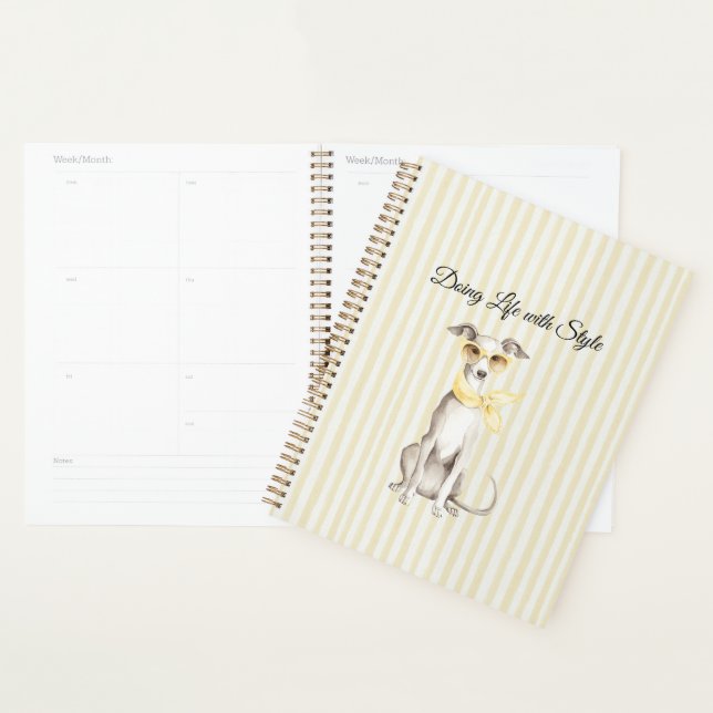 Écharpe jaune doux rayures de chien blanc (Devant avec enveloppe)