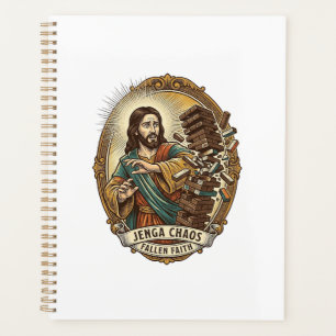 Échec de Jésus écrasant la tour de Jenga de la fêt