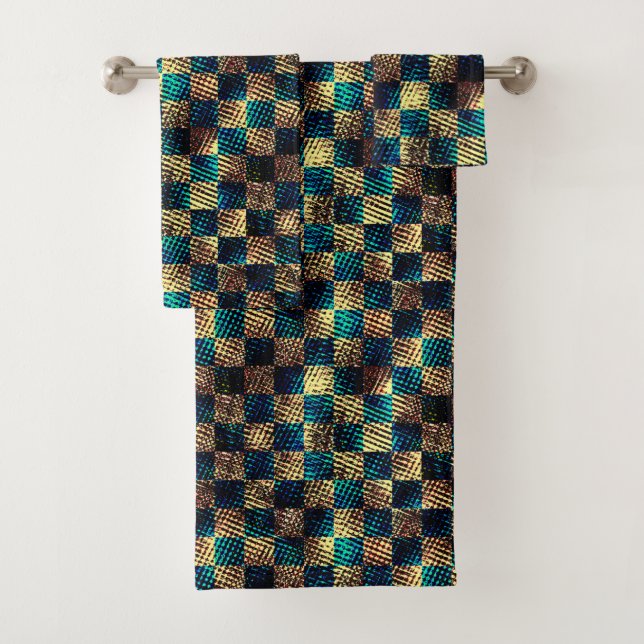 Échecs avec effet sale et rayé, bleu jaune (En situation)