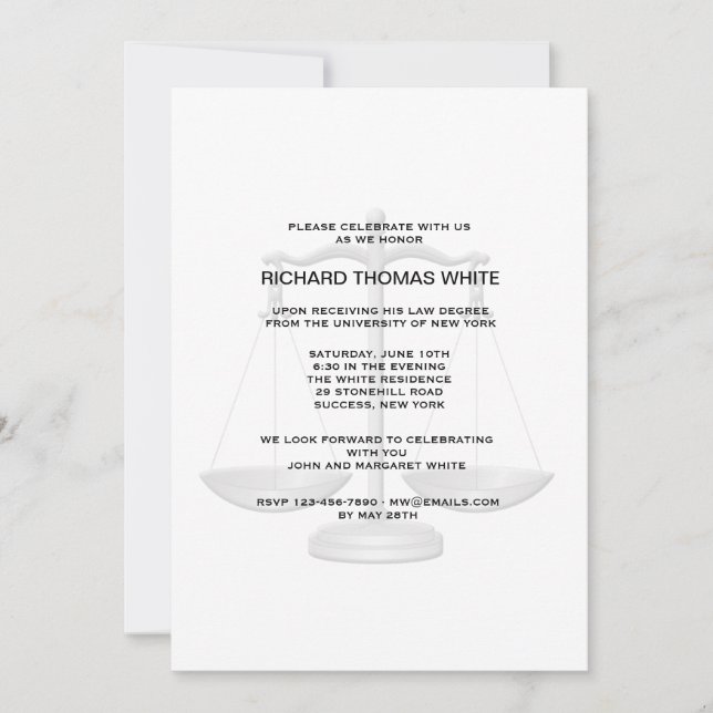 Échelle de justice Vous Choisissez Une Invitation  (Devant)