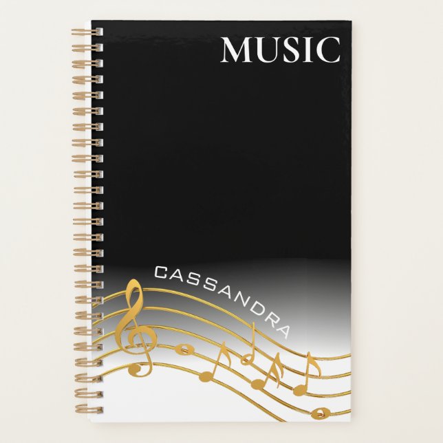 Échelle de note de musique noire et d'or (Devant)