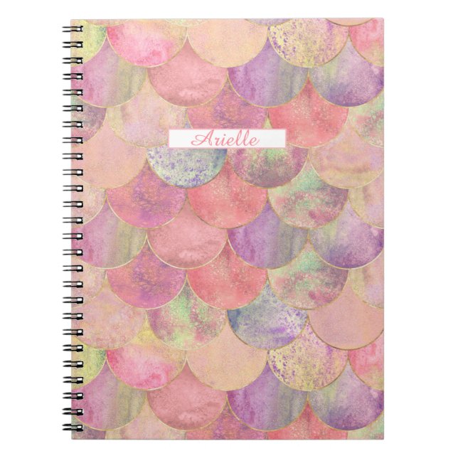 Échelle de sirène d'aquarelle Carnet personnalisé (Devant)