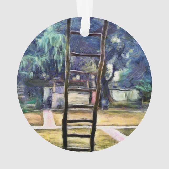 Échelle étayée contre le mur (dos)