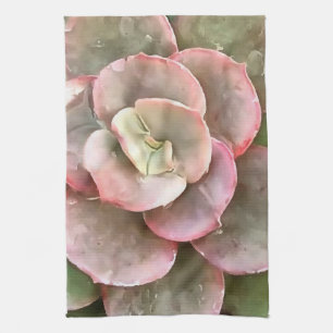 Echeveria Cactus sukkulent Acrylmalerei Geschirrtuch